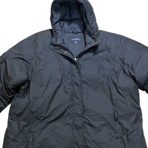 3x LANDS END Down Soft Coat - BLACK - with Hood *EXCELLENT*